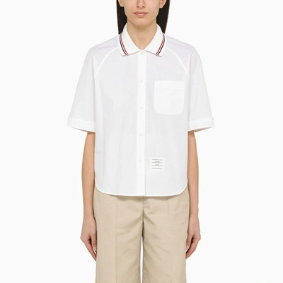 THOM BROWNE THOM BROWNE WHITE SHORT-SLEEVED SHIRT WITH PATCH WOMEN