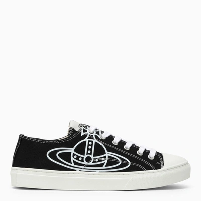 Vivienne Westwood Black And White Low Canvas Trainer For Women For Ss24