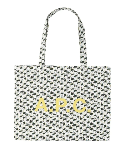 A.p.c. Diane Logo Printed Tote Bag In Green