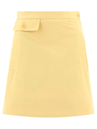 Aspesi A-line High Waist Button Detail Skirt In Yellow