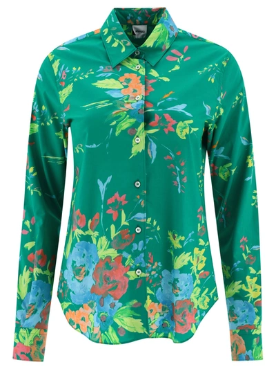 Aspesi Shirt With Floral Print In Green