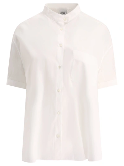 Aspesi Shirt With Mandarin Collar In White