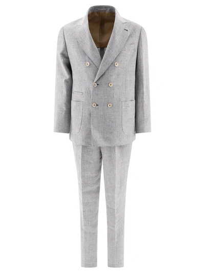 Brunello Cucinelli Linen Suit In Multicolor
