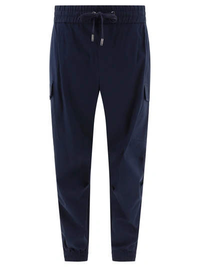 Dolce & Gabbana Cargo Trousers With Branded Tag In Blue