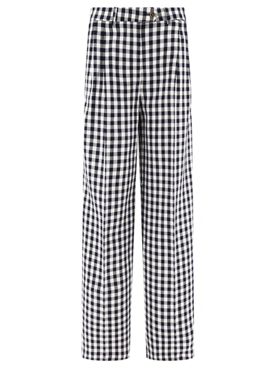 Etro Gingham-print Straight Trousers In Black