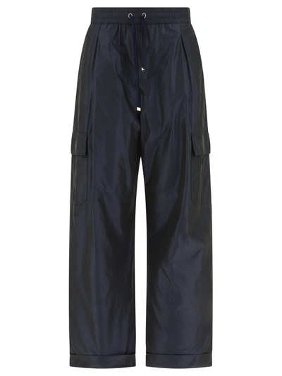 Herno Blue Techno Taffeta Cargo Trousers For Women