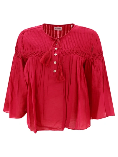 Isabel Marant Relaxed Pink Blouse With Button Closure And Tie Fastening For Women In Ss24 In Fuchsia