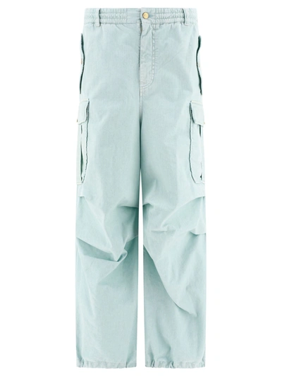 Marni Cargo Trousers With Drape-detail In Light Blue