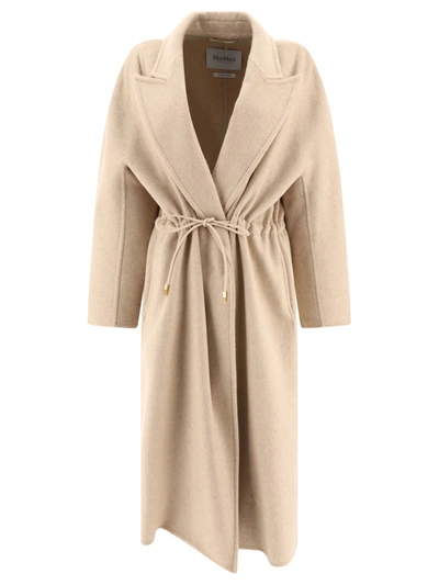 Max Mara Bertone Cashmere Drawstring Coat In Tan