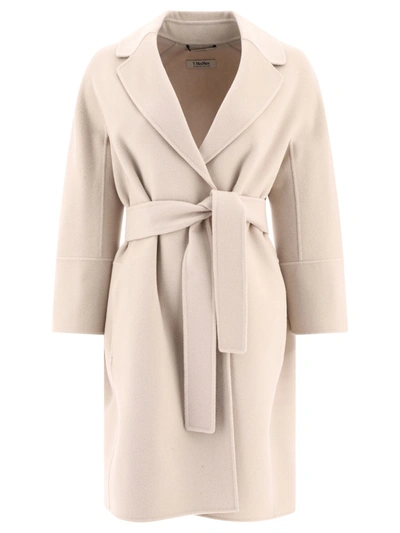 Max Mara S "arona" Wool Belted Coat In Neutral