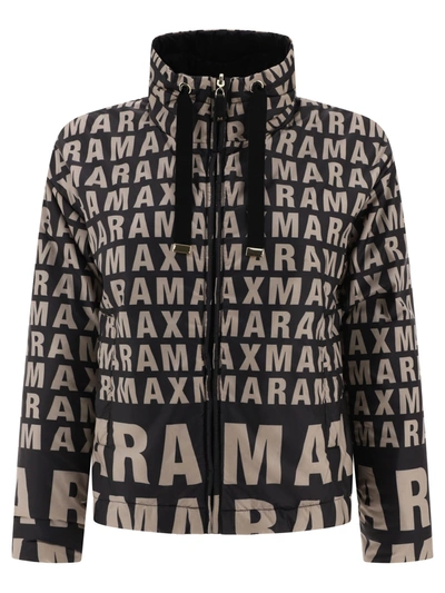 Max Mara The Cube "bilogo" Reversible Jacket In Water-resistant Technical Canvas In Black