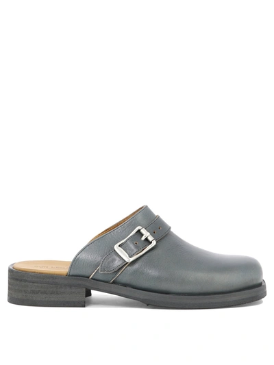 Our Legacy Camion Leather Mules In Grey
