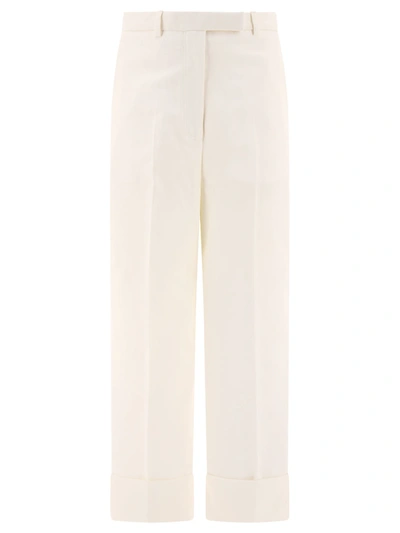 Thom Browne Trousers In Organic Cotton In White