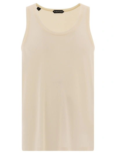 Tom Ford Ribbed Tank Top In Beige