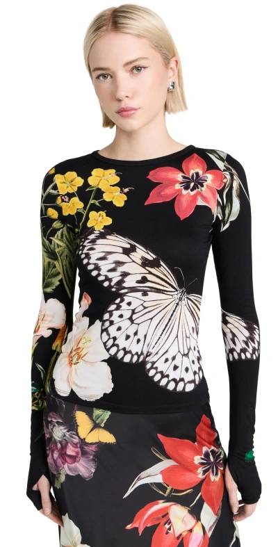 Alice And Olivia Delaina Long Sleeve Top In Essential Floral