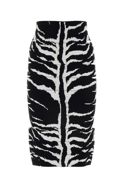 Burberry Alaia Zebra Pencil Skirt In Blancnoir
