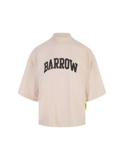 Barrow Dove Crop T-shirt With Washed Effect In Brown