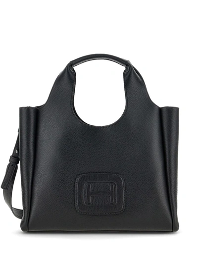 Hogan H-bag Small Leather Tote Bag In Black