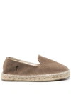 Manebi Logo-embroidered Canvas Espadrilles In Dove Grey
