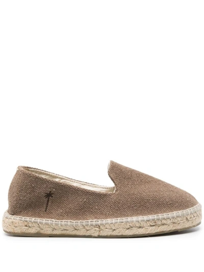 Manebi Logo-embroidered Canvas Espadrilles In Dove Grey