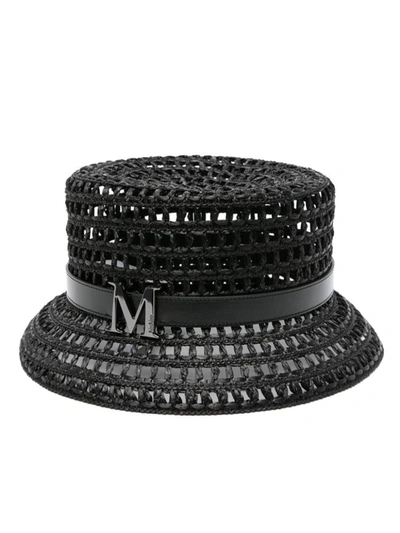 Max Mara Perforated Cloche Hat In Black