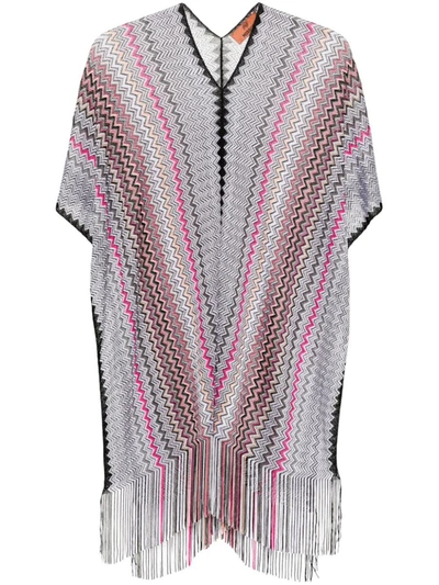 Missoni Zigzag Fringed Poncho In Multicolour