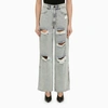 The Mannei Lathi Blue Wide Denim Jeans With Wear In Blue