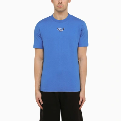 OFF-WHITE OFF-WHITE™ | NAUTICAL BLUE COTTON T-SHIRT WITH LOGO EMBROIDERY