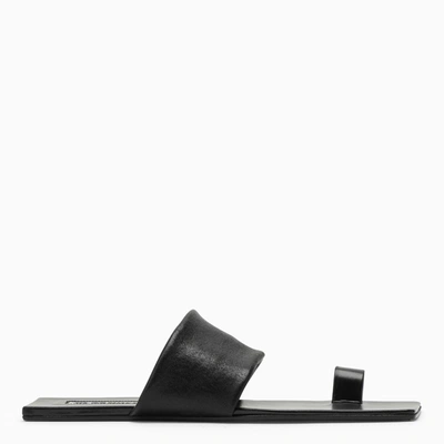 JIL SANDER JIL SANDER BLACK LEATHER LOW SANDAL