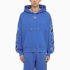 OFF-WHITE NAUTICAL BLUE COTTON HOODIE WITH LOGO EMBROIDERY