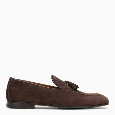 DOUCAL'S BROWN SUEDE MOCCASIN WITH TASSELS