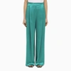 MAX MARA GREEN SILK WIDE TROUSERS