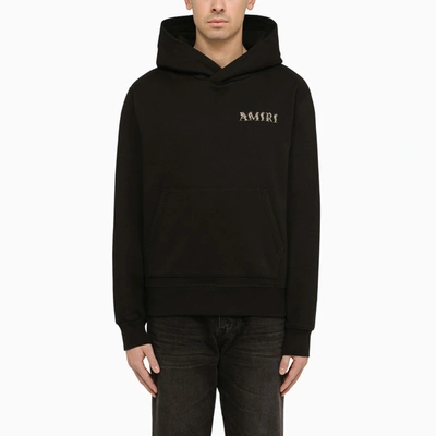 Amiri Logo-embroidered Cotton Hoodie In Black