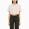 OFF-WHITE CROPPED COTTON T-SHIRT WITH LOGO