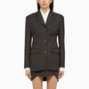 Off-white Grey Single-breasted Pinstripe Jacket In Wool Blend In Grey