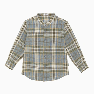 Il Gufo Kids' Linen Checked Shirt In Blue