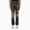 DSQUARED2 BLACK WASHED JEANS WITH DENIM WEARS