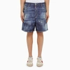 Dsquared2 Washed Navy Blue Bermuda Shorts With Denim Wears In Blue