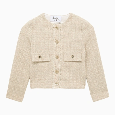 Il Gufo Kids' Girls Beige Tweed Jacket In Neutrals