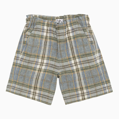 IL GUFO LINEN CHECKED BERMUDA SHORTS