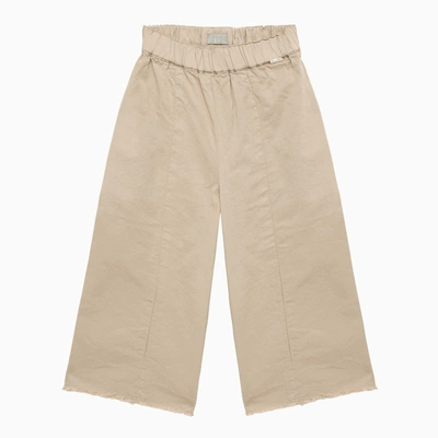 Il Gufo Kids' Wide-leg Corduroy Trousers In Beige