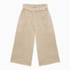 Il Gufo Oatmeal Cotton Wide Trousers In Brown