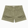 Il Gufo Sage Green Cotton Shorts In Green
