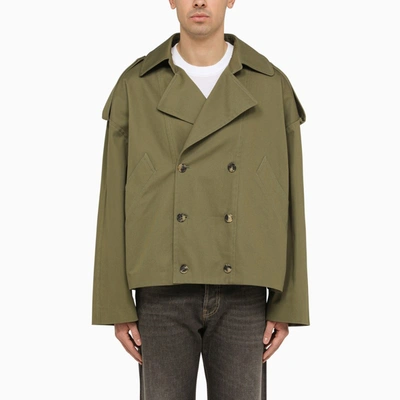 LOEWE GREEN BALLOON DOUBLE-BREASTED JACKET IN COTTON
