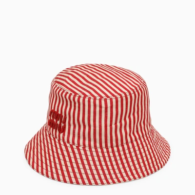 Miu Miu Striped Linen Blend Bucket Hat With Envelope In Multi