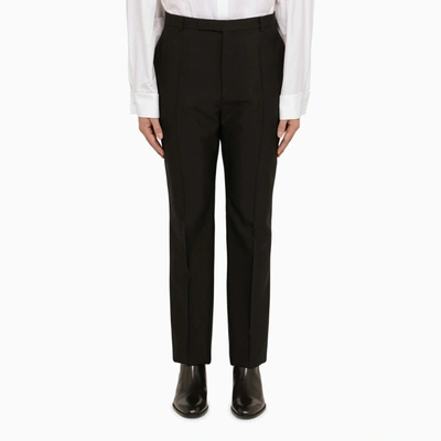 Saint Laurent Black Regular Trousers In Wool Blend