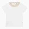 Il Gufo Cotton T-shirt With Fuzzy Neckline In White