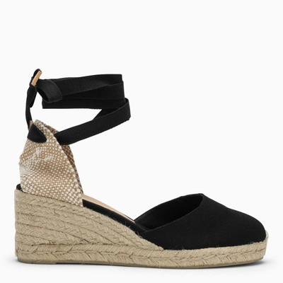 Castaã±er Carina Mid Wedge Canvas Espadrille In Black