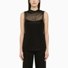 PHILOSOPHY BLACK MESH TOP WITH RHINESTONES