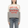 PHILOSOPHY PHILOSOPHY WHITE/BLUE STRIPED SWEATER IN WOOL BLEND WITH LOGO